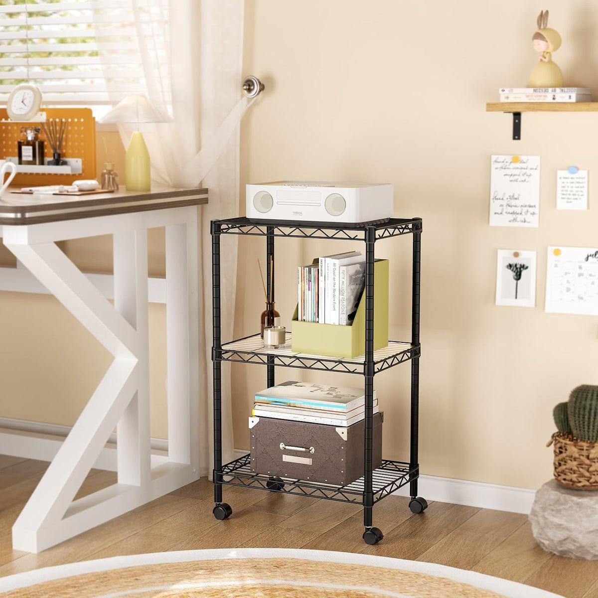 8 Shelves Storage Wire Shelf Closet Metal Shelving Pantry Wheels
