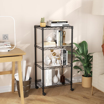 8 Shelves Storage Wire Shelf Closet Metal Shelving Pantry Wheels