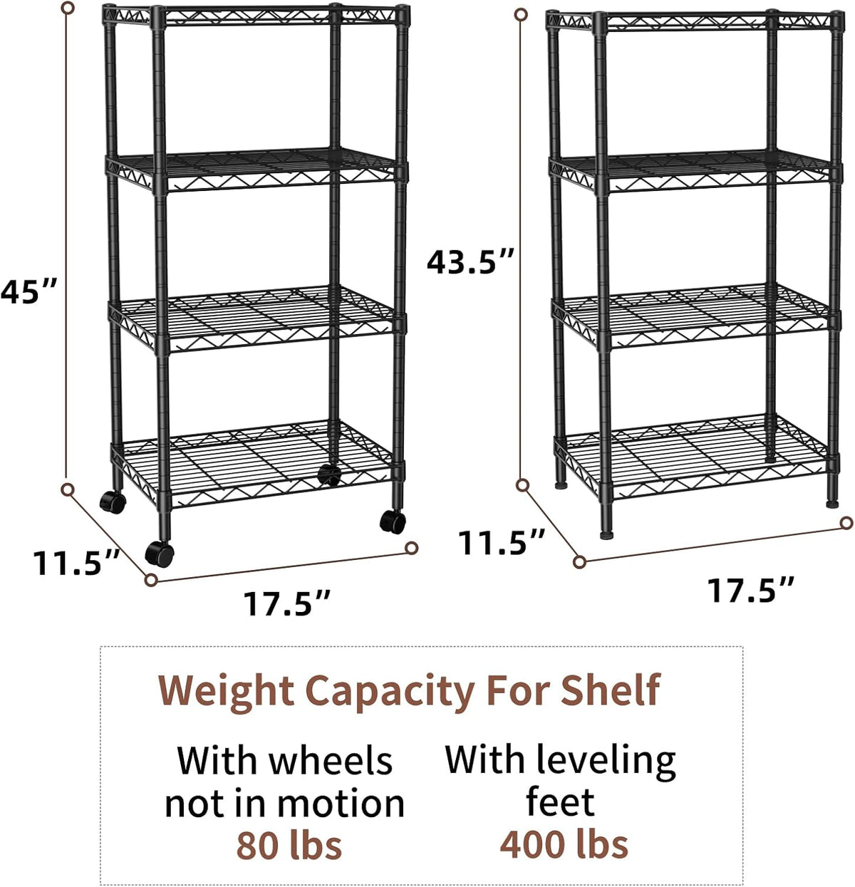 8 Shelves Storage Wire Shelf Closet Metal Shelving Pantry Wheels