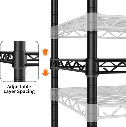 8 Shelves Storage Wire Shelf Closet Metal Shelving Pantry Wheels