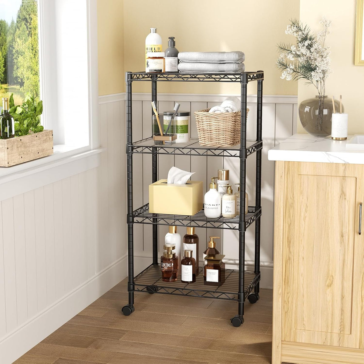 8 Shelves Storage Wire Shelf Closet Metal Shelving Pantry Wheels