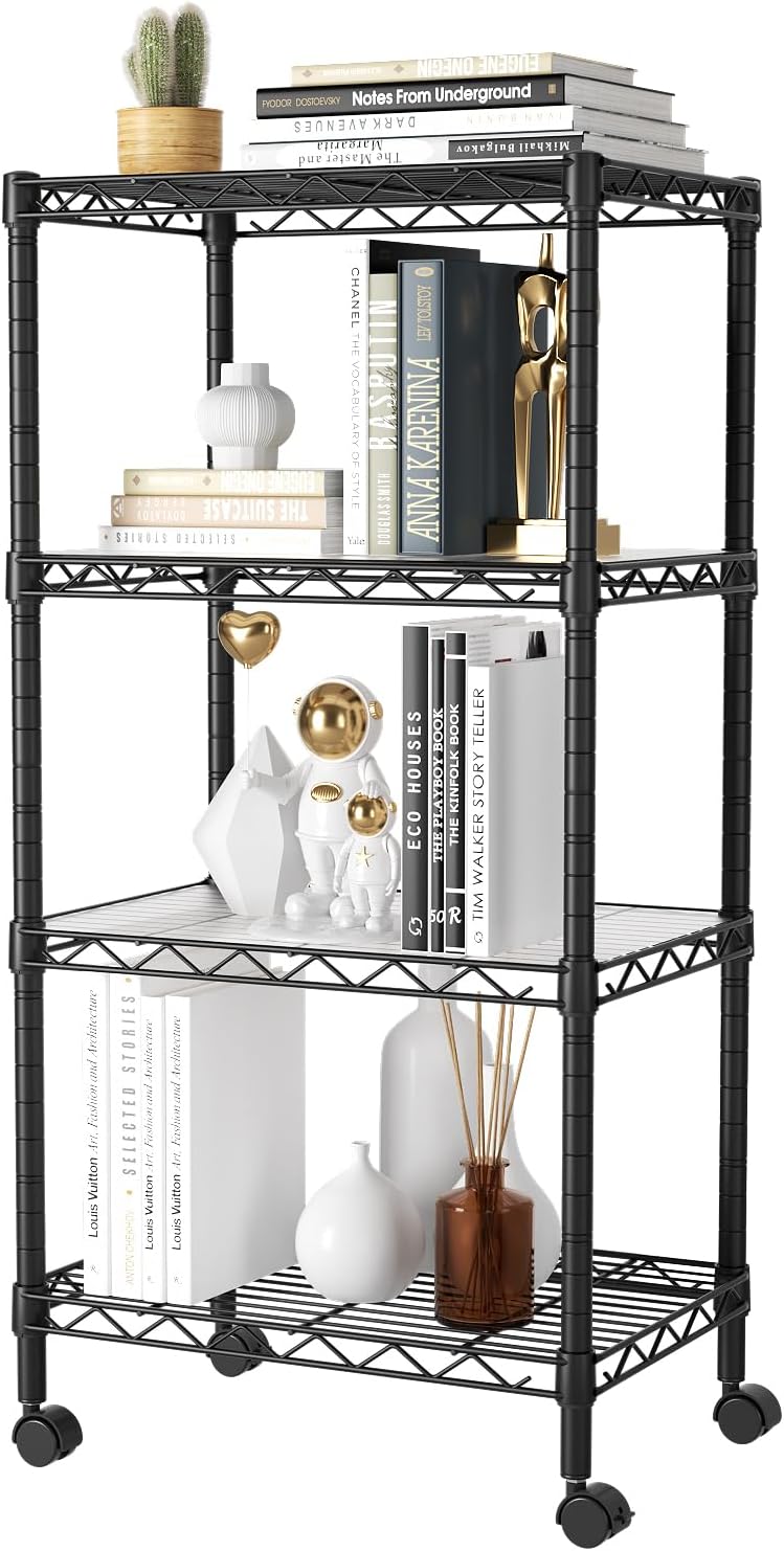 8 Shelves Storage Wire Shelf Closet Metal Shelving Pantry Wheels