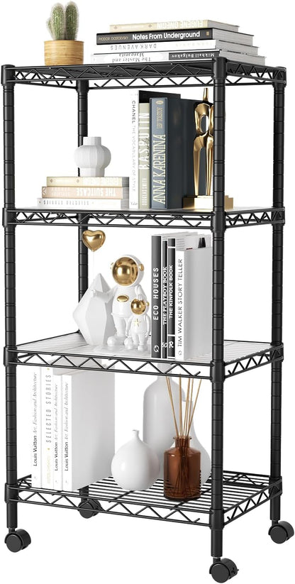 8 Shelves Storage Wire Shelf Closet Metal Shelving Pantry Wheels