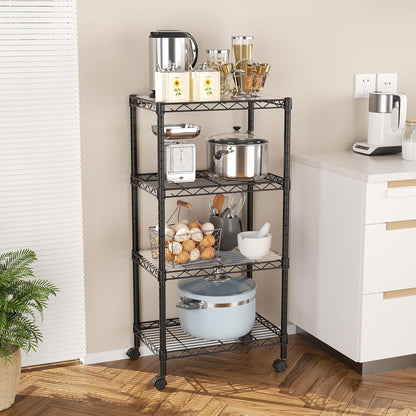 8 Shelves Storage Wire Shelf Closet Metal Shelving Pantry Wheels