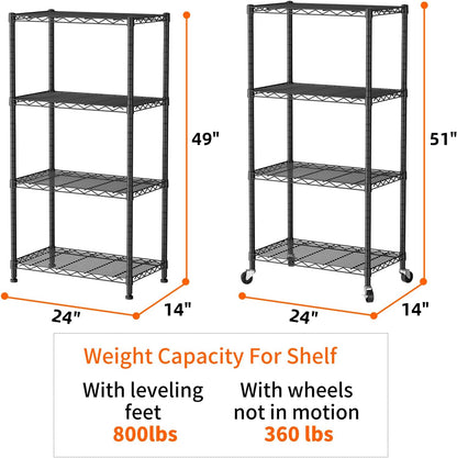 8 Shelves Storage Wire Shelf Closet Metal Shelving Pantry Wheels