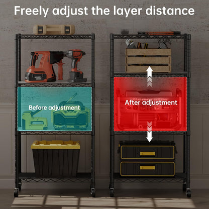 8 Shelves Storage Wire Shelf Closet Metal Shelving Pantry Wheels