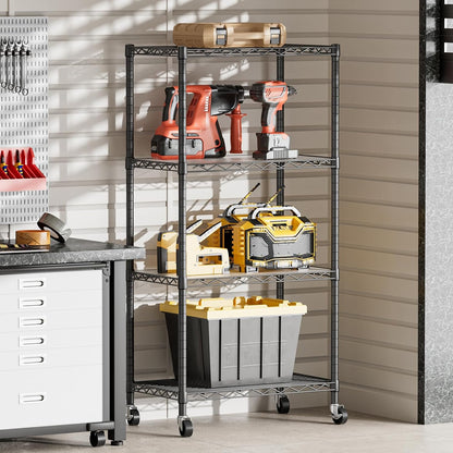 8 Shelves Storage Wire Shelf Closet Metal Shelving Pantry Wheels