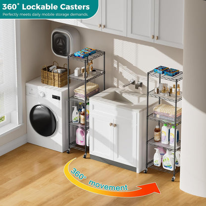 8 Shelves Storage Wire Shelf Closet Metal Shelving Pantry Wheels