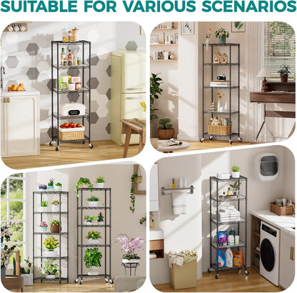 8 Shelves Storage Wire Shelf Closet Metal Shelving Pantry Wheels