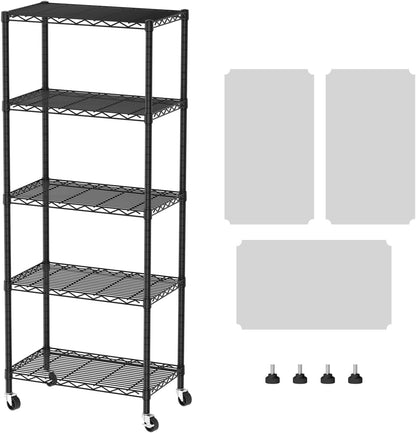 8 Shelves Storage Wire Shelf Closet Metal Shelving Pantry Wheels