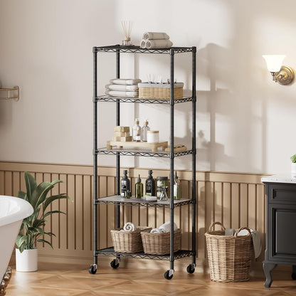 8 Shelves Storage Wire Shelf Closet Metal Shelving Pantry Wheels