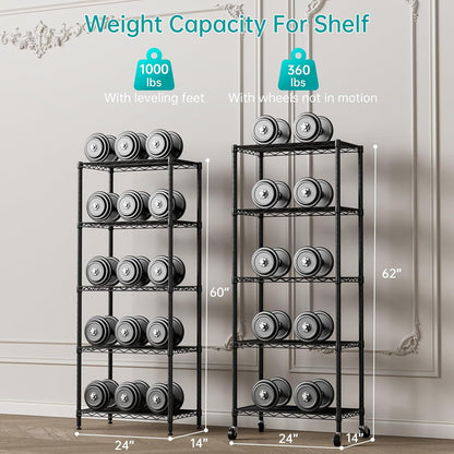 8 Shelves Storage Wire Shelf Closet Metal Shelving Pantry Wheels