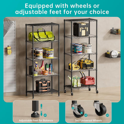8 Shelves Storage Wire Shelf Closet Metal Shelving Pantry Wheels