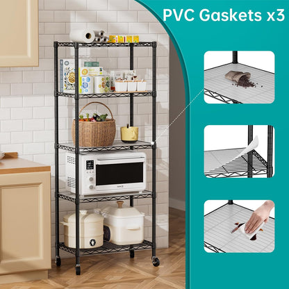 8 Shelves Storage Wire Shelf Closet Metal Shelving Pantry Wheels