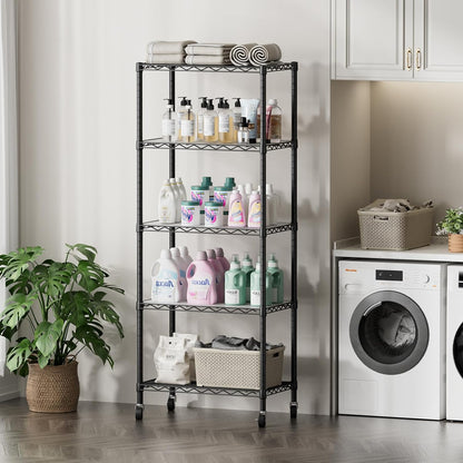 8 Shelves Storage Wire Shelf Closet Metal Shelving Pantry Wheels