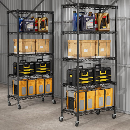 8 Shelves Storage Wire Shelf Closet Metal Shelving Pantry Wheels