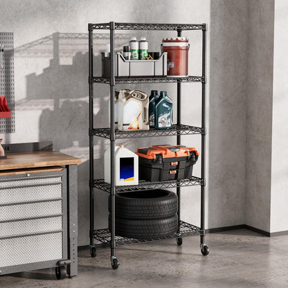 8 Shelves Storage Wire Shelf Closet Metal Shelving Pantry Wheels