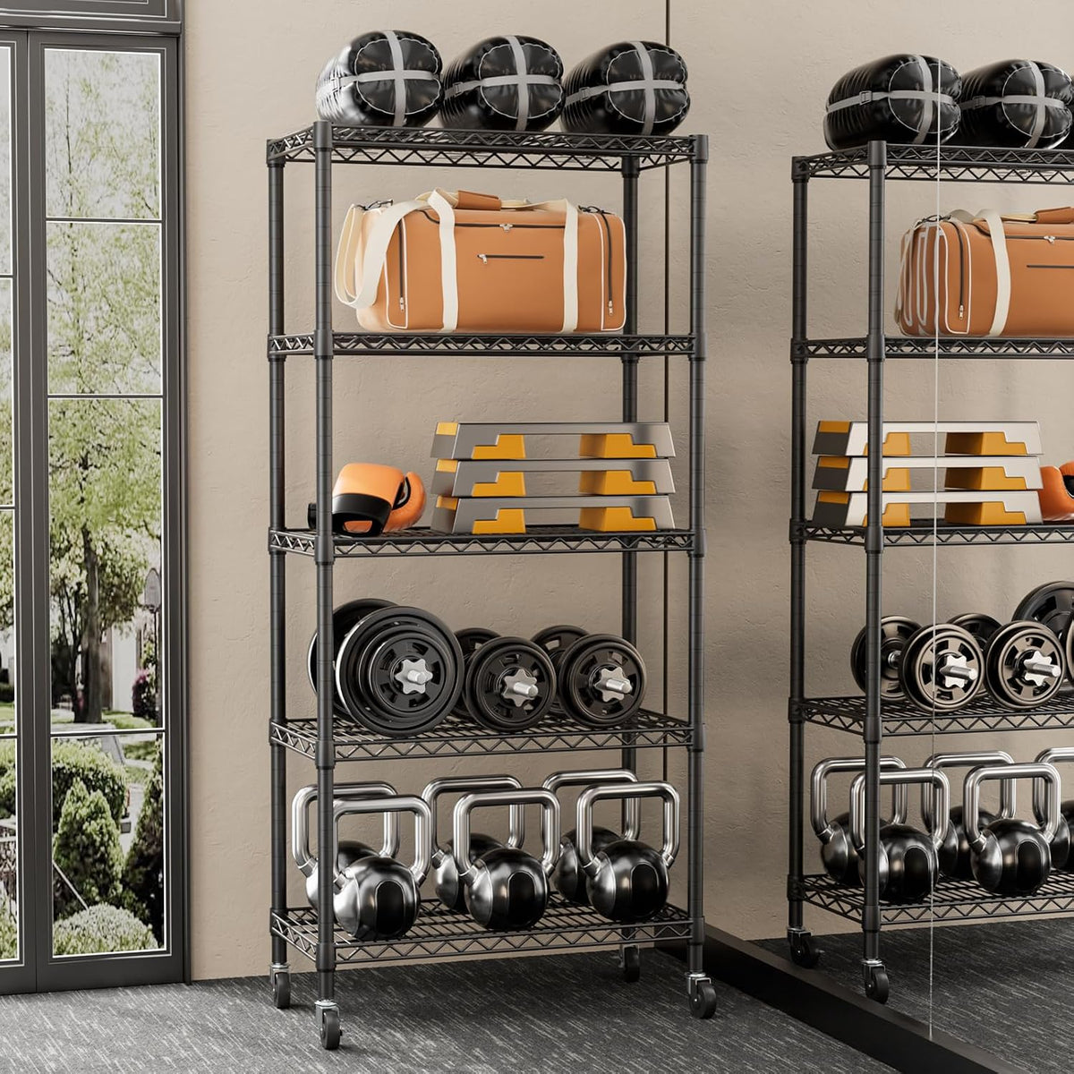 8 Shelves Storage Wire Shelf Closet Metal Shelving Pantry Wheels