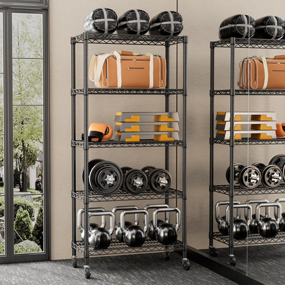 8 Shelves Storage Wire Shelf Closet Metal Shelving Pantry Wheels