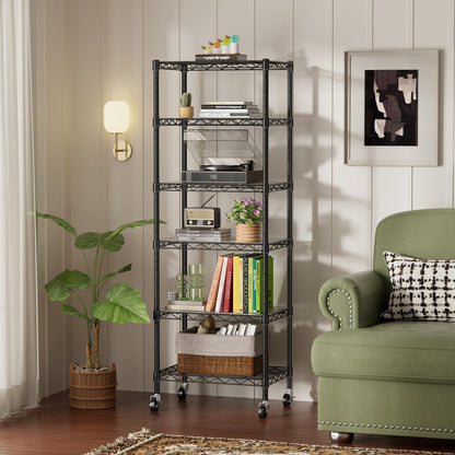 8 Shelves Storage Wire Shelf Closet Metal Shelving Pantry Wheels