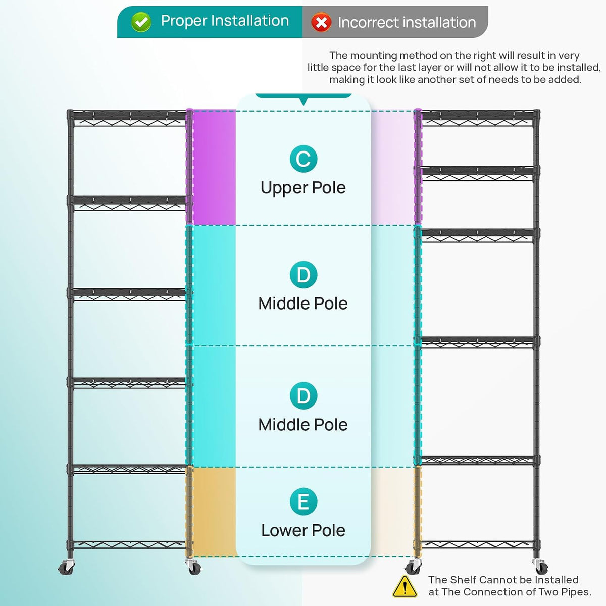 8 Shelves Storage Wire Shelf Closet Metal Shelving Pantry Wheels