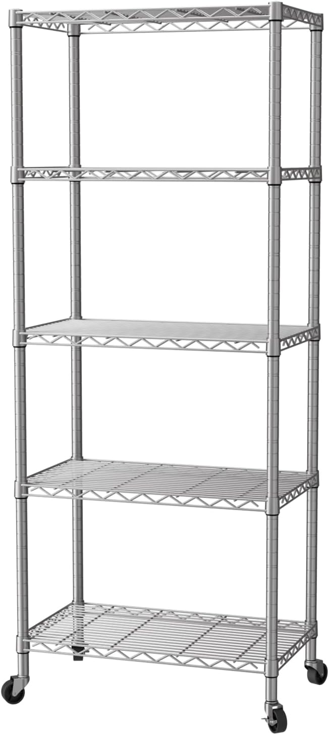 8 Shelves Storage Wire Shelf Closet Metal Shelving Pantry Wheels