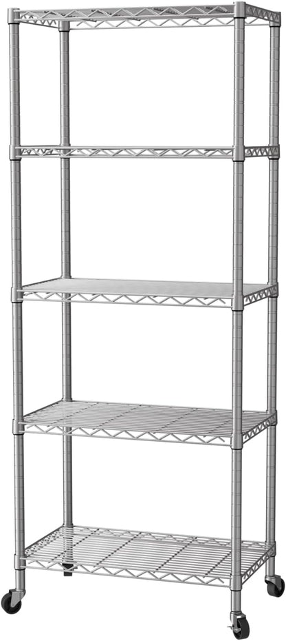 8 Shelves Storage Wire Shelf Closet Metal Shelving Pantry Wheels