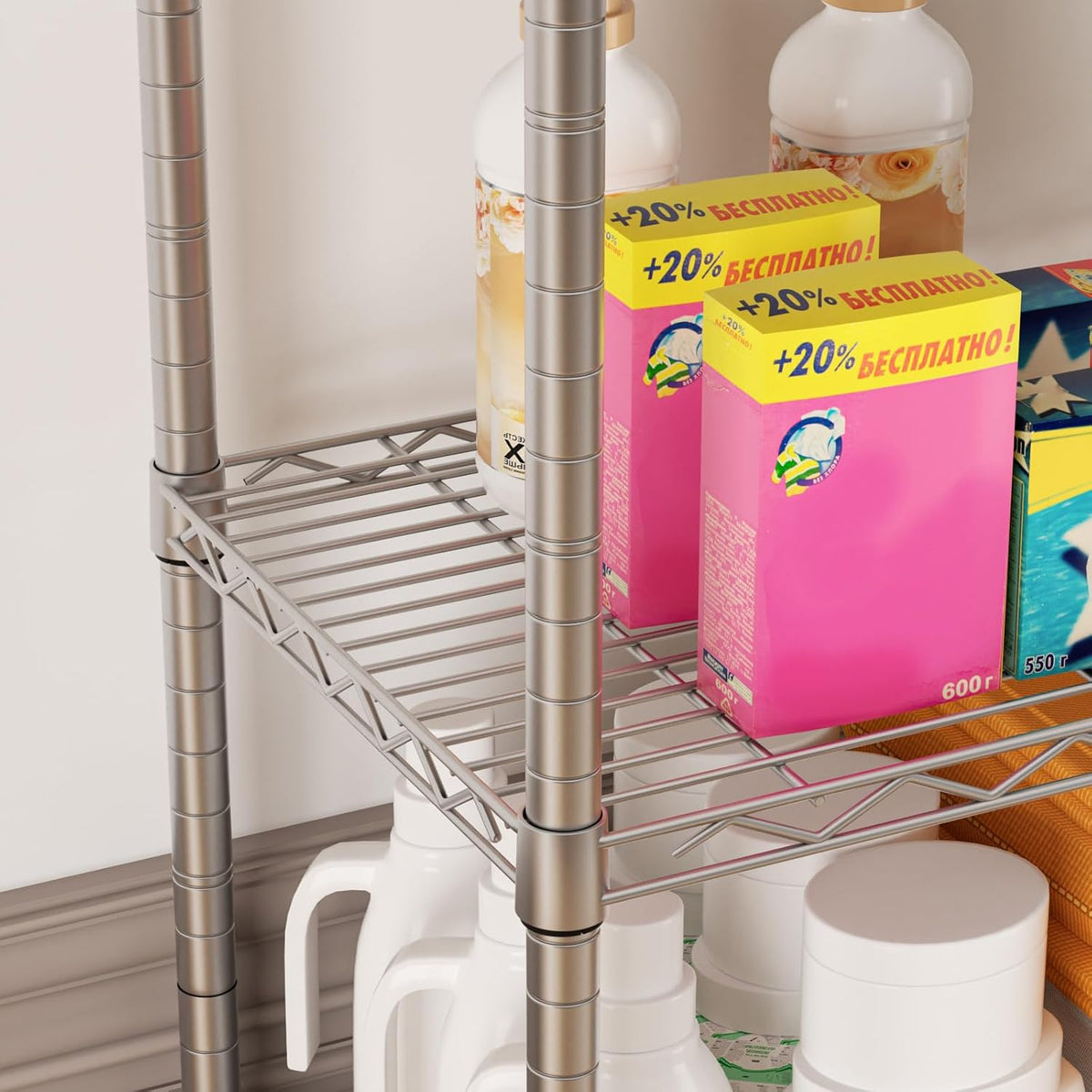 8 Shelves Storage Wire Shelf Closet Metal Shelving Pantry Wheels