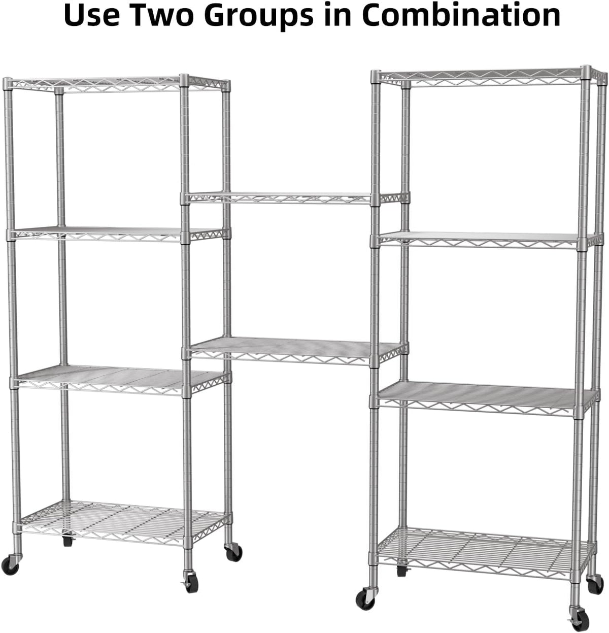 8 Shelves Storage Wire Shelf Closet Metal Shelving Pantry Wheels
