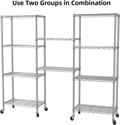 8 Shelves Storage Wire Shelf Closet Metal Shelving Pantry Wheels