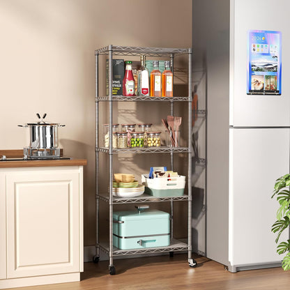 8 Shelves Storage Wire Shelf Closet Metal Shelving Pantry Wheels