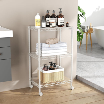 8 Shelves Storage Wire Shelf Closet Metal Shelving Pantry Wheels