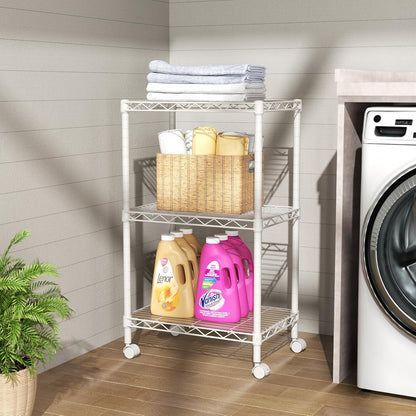 8 Shelves Storage Wire Shelf Closet Metal Shelving Pantry Wheels