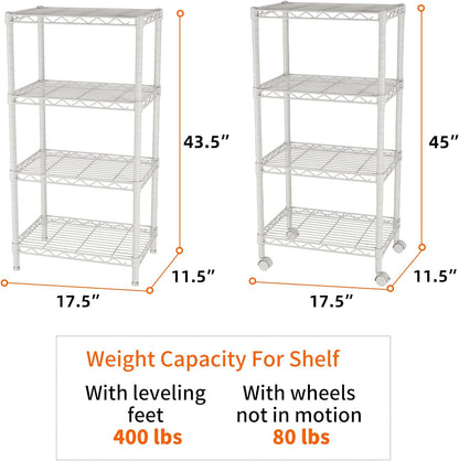 8 Shelves Storage Wire Shelf Closet Metal Shelving Pantry Wheels