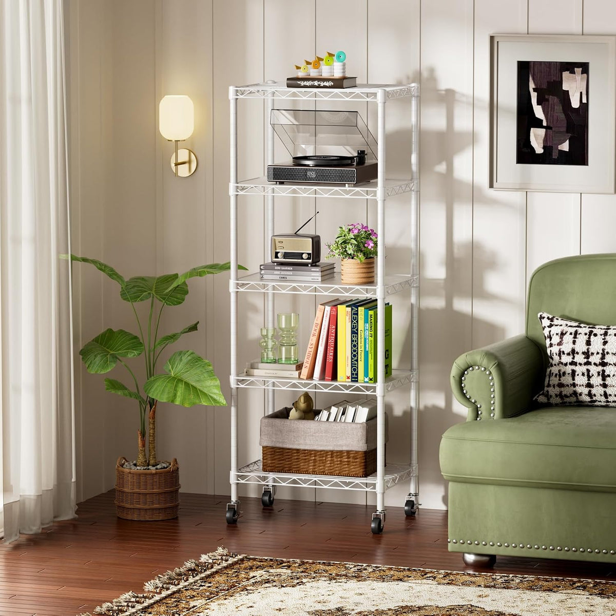 8 Shelves Storage Wire Shelf Closet Metal Shelving Pantry Wheels