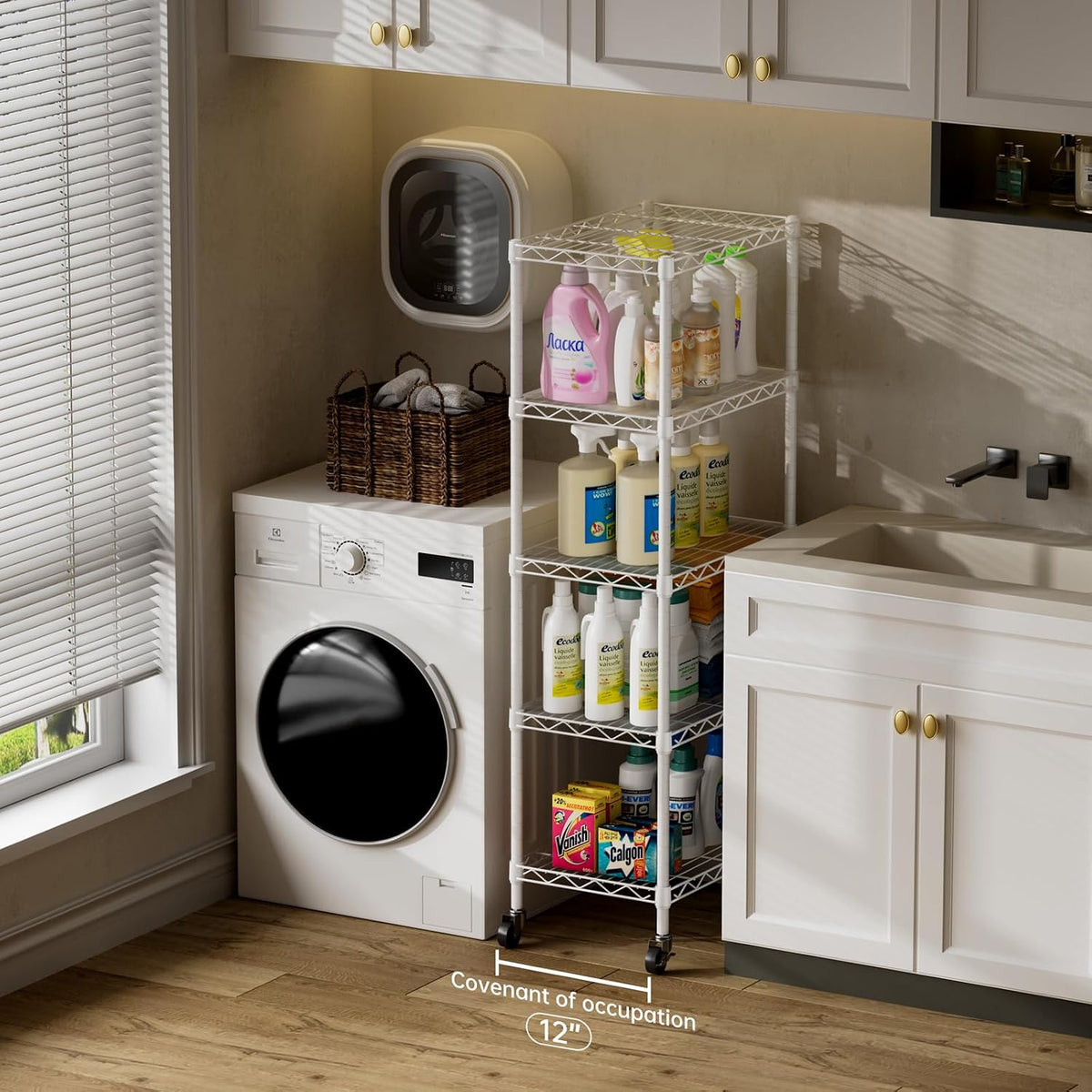 8 Shelves Storage Wire Shelf Closet Metal Shelving Pantry Wheels