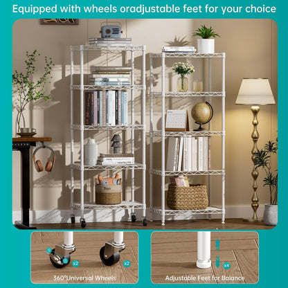 8 Shelves Storage Wire Shelf Closet Metal Shelving Pantry Wheels