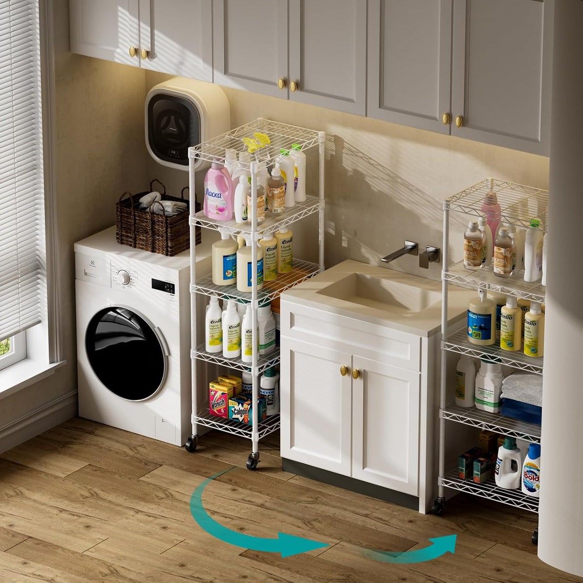8 Shelves Storage Wire Shelf Closet Metal Shelving Pantry Wheels