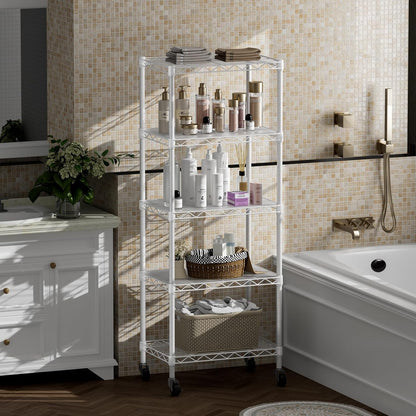 8 Shelves Storage Wire Shelf Closet Metal Shelving Pantry Wheels