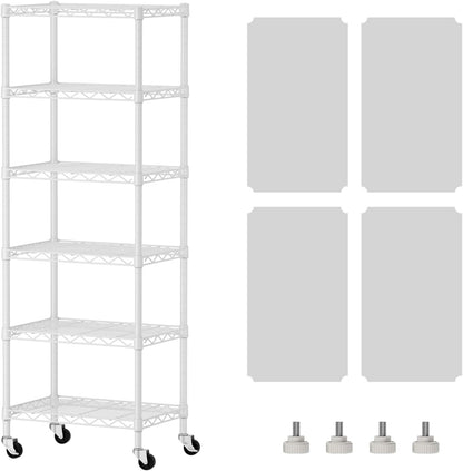 8 Shelves Storage Wire Shelf Closet Metal Shelving Pantry Wheels