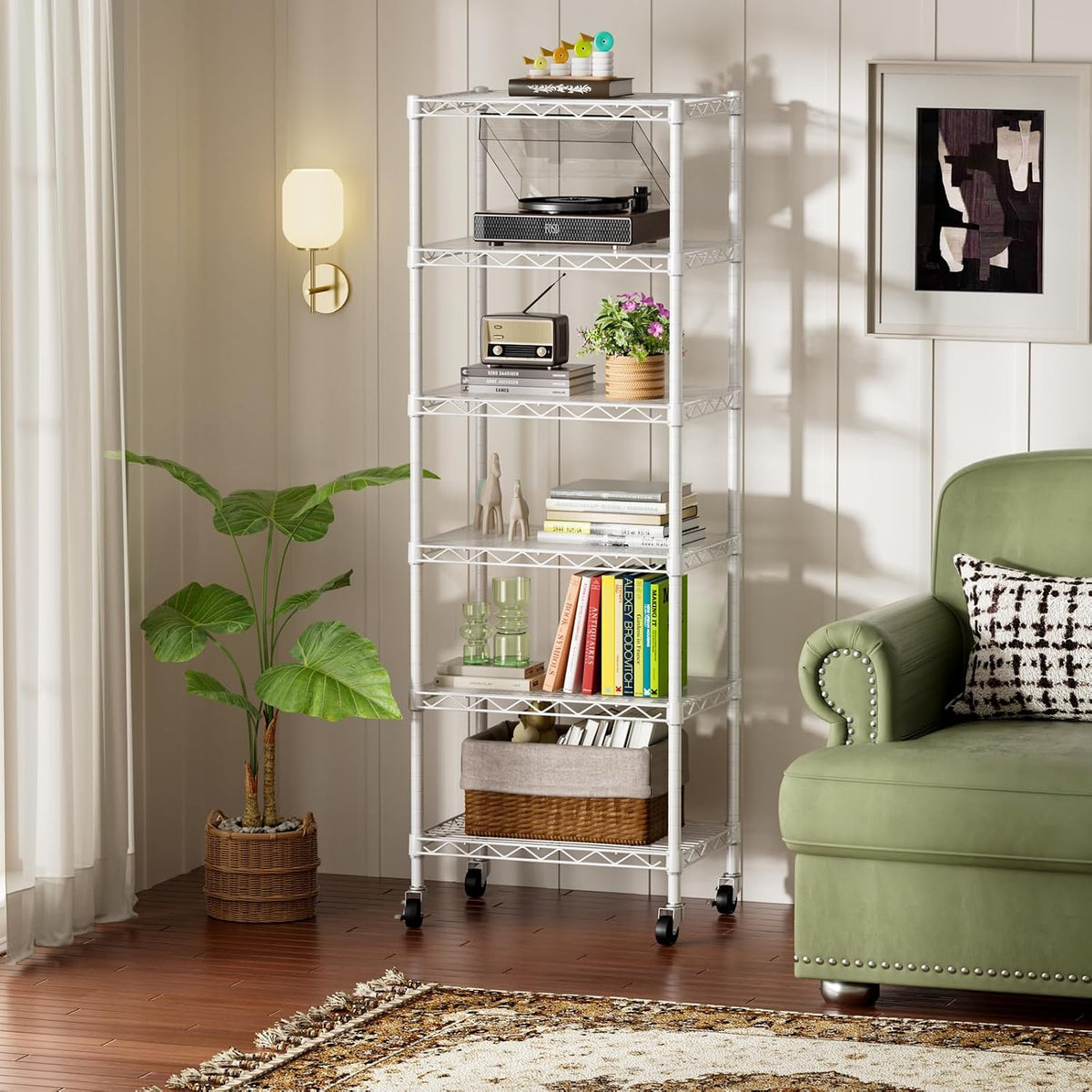 8 Shelves Storage Wire Shelf Closet Metal Shelving Pantry Wheels