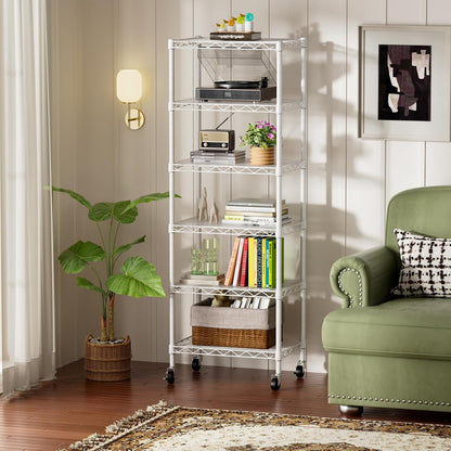 8 Shelves Storage Wire Shelf Closet Metal Shelving Pantry Wheels
