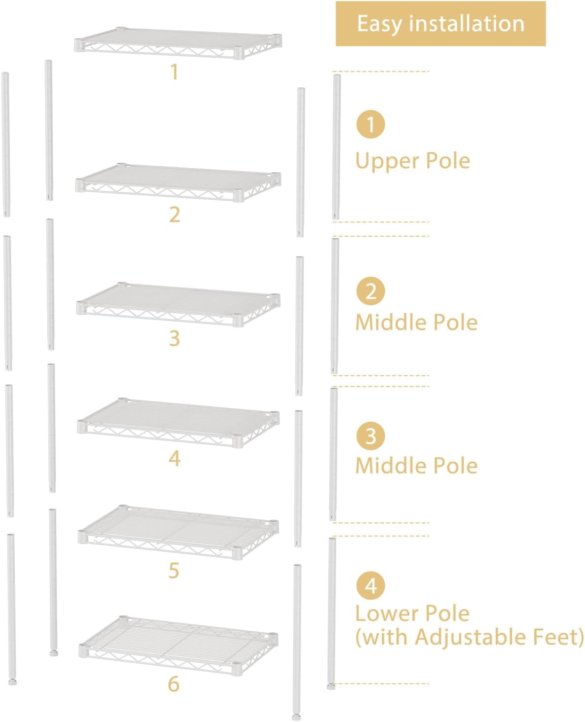 8 Shelves Storage Wire Shelf Closet Metal Shelving Pantry Wheels