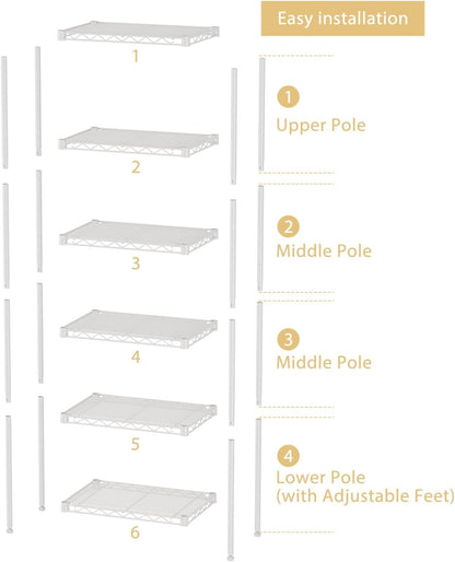 8 Shelves Storage Wire Shelf Closet Metal Shelving Pantry Wheels