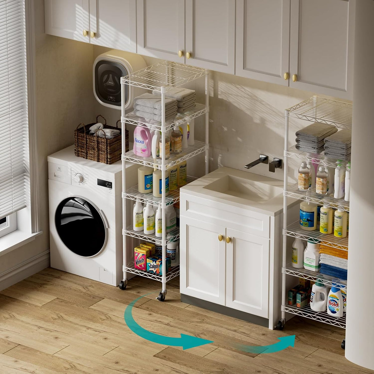 8 Shelves Storage Wire Shelf Closet Metal Shelving Pantry Wheels