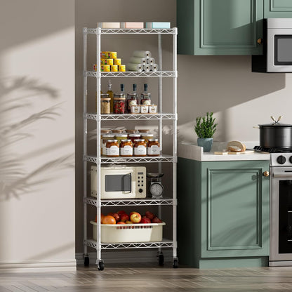 8 Shelves Storage Wire Shelf Closet Metal Shelving Pantry Wheels