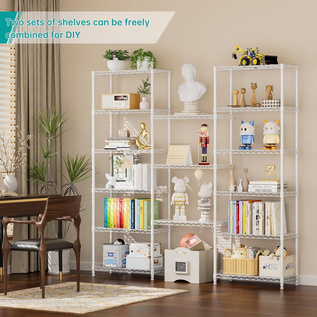 8 Shelves Storage Wire Shelf Closet Metal Shelving Pantry Wheels
