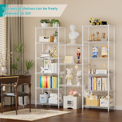 8 Shelves Storage Wire Shelf Closet Metal Shelving Pantry Wheels