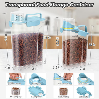 5-7Lbs Dog Cat Food Storage Container with Upgraded Large Nozzle BPA-free, 4 Snap Seals Plastic Pet Food Storage Containers with Handles are Easy to Clean and Carry