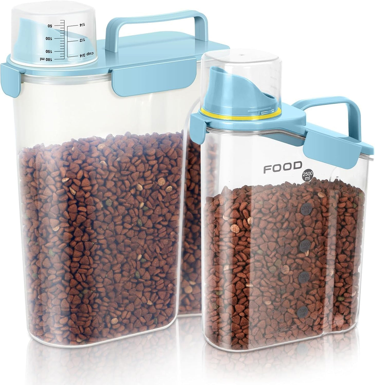 5-7Lbs Dog Cat Food Storage Container with Upgraded Large Nozzle BPA-free, 4 Snap Seals Plastic Pet Food Storage Containers with Handles are Easy to Clean and Carry